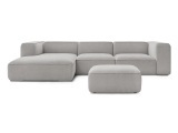 Ecksofa mit Hocker BOBOCHIC ZEPHYR Stoff mit Textur hellgrau