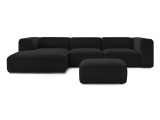 Ecksofa mit Hocker BOBOCHIC ZEPHYR Stoff mit Textur schwarz
