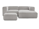 Ecksofa mit Hocker BOBOCHIC ZEPHYR Stoff mit Textur hellgrau