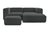 Ecksofa mit Hocker BOBOCHIC ZEPHYR Stoff mit Textur dunkelgrau
