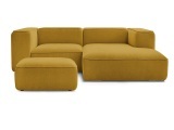 Ecksofa mit Hocker BOBOCHIC ZEPHYR Stoff mit Textur gelb