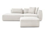 3er Sofa mit Hocker BOBOCHIC LEOPOLD Stoff chiniert weiss