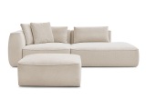 3er Sofa mit Hocker BOBOCHIC LEOPOLD Stoff chiniert beige