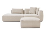 3er Sofa mit Hocker BOBOCHIC LEOPOLD Stoff chiniert beige