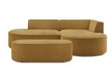 Ecksofa mit Hocker BOBOCHIC ROUSSEAU Stoff mit Textur gelb