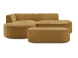 Ecksofa mit Hocker BOBOCHIC ROUSSEAU Stoff mit Textur gelb