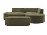 Ecksofa mit Hocker BOBOCHIC ROUSSEAU Stoff mit Textur grün