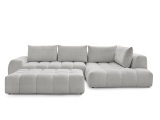 Ecksofa mit Hocker BOBOCHIC EVEREST Stoff chiniert hellgrau