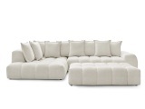 Ecksofa mit Hocker BOBOCHIC EVEREST Stoff chiniert weiss