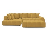 Ecksofa mit Hocker BOBOCHIC EVEREST Stoff chiniert gelb