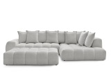 Ecksofa mit Hocker BOBOCHIC EVEREST Stoff chiniert hellgrau