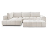 Ecksofa mit Hocker BOBOCHIC EVEREST Stoff mit Textur weiss