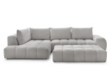Ecksofa mit Hocker BOBOCHIC EVEREST Stoff mit Textur hellgrau