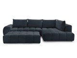 Ecksofa mit Hocker BOBOCHIC EVEREST Stoff mit Textur dunkelblau