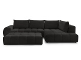 Ecksofa mit Hocker BOBOCHIC EVEREST Stoff mit Textur schwarz