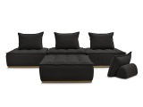 3er Sofa mit Hocker BOBOCHIC ELISA Stoff mit Textur schwarz