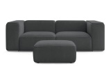 2er Sofa mit Hocker BOBOCHIC ZEPHYR Stoff mit Textur dunkelgrau