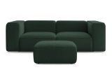 2er Sofa mit Hocker BOBOCHIC ZEPHYR Stoff mit Textur grün