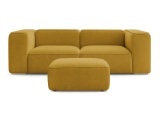 2er Sofa mit Hocker BOBOCHIC ZEPHYR Stoff mit Textur gelb
