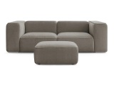 2er Sofa mit Hocker BOBOCHIC ZEPHYR Stoff mit Textur taupe
