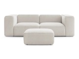 2er Sofa mit Hocker BOBOCHIC ZEPHYR Stoff mit Textur beige
