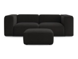 2er Sofa mit Hocker BOBOCHIC ZEPHYR Stoff mit Textur schwarz