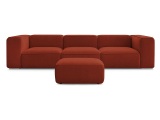 3er Sofa mit Hocker BOBOCHIC ZEPHYR Stoff mit Textur orange