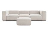 3er Sofa mit Hocker BOBOCHIC ZEPHYR Stoff mit Textur beige