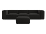 3er Sofa mit Hocker BOBOCHIC ZEPHYR Stoff mit Textur schwarz