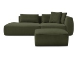 3er Sofa mit Hocker BOBOCHIC LEOPOLD Stoff chiniert dunkelgrün