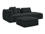 3er Sofa mit Hocker BOBOCHIC LEOPOLD Stoff chiniert dunkelgrau