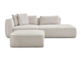 3er Sofa mit Hocker BOBOCHIC LEOPOLD Stoff mit Textur beige