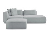 3er Sofa mit Hocker BOBOCHIC LEOPOLD Stoff mit Textur hellgrau