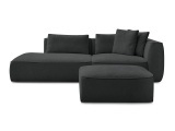 3er Sofa mit Hocker BOBOCHIC LEOPOLD Stoff mit Textur schwarz