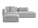 3er Sofa mit Hocker BOBOCHIC LEOPOLD Cord-Stoff hellgrau