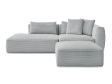 3er Sofa mit Hocker BOBOCHIC LEOPOLD Cord-Stoff hellgrau