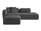3er Sofa mit Hocker BOBOCHIC LEOPOLD Cord-Stoff dunkelgrau