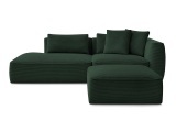 3er Sofa mit Hocker BOBOCHIC LEOPOLD Cord-Stoff dunkelgrün