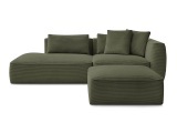 3er Sofa mit Hocker BOBOCHIC LEOPOLD Cord-Stoff hellgrün