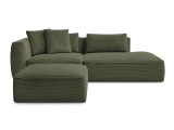 3er Sofa mit Hocker BOBOCHIC LEOPOLD Cord-Stoff hellgrün