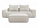 undefined, 3er Sofa mit Hocker BOBOCHIC BOHEME Synthetisches Leder beige