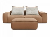 3er Sofa mit Hocker BOBOCHIC BOHEME Synthetisches Leder hellbraun