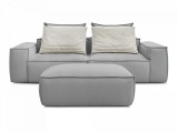 3er Sofa mit Hocker BOBOCHIC BOHEME Synthetisches Leder hellgrau