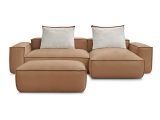Ecksofa mit Hocker BOBOCHIC BOHEME Synthetisches Leder hellbraun