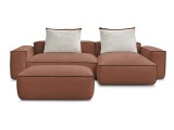 Ecksofa mit Hocker BOBOCHIC BOHEME Synthetisches Leder dunkelbraun