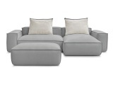 Ecksofa mit Hocker BOBOCHIC BOHEME Synthetisches Leder hellgrau