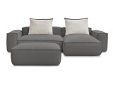 Ecksofa mit Hocker BOBOCHIC BOHEME Synthetisches Leder dunkelgrau