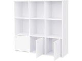 Vasagle - SONGMICS Bücherregal aus Holz, Aufbewahrungsregal,für Zuhause oder Büro, Ausstellungsregal, freistehendes DVD-Regal, Bücherschrank mit 3 Türen, weiss, LBC33WT