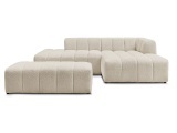 Ecksofa mit Hocker BOBOCHIC ANNECY Boucle-Stoff beige