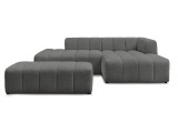 Ecksofa mit Hocker BOBOCHIC ANNECY Boucle-Stoff dunkelgrau